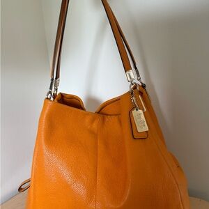 Coach Vibrant Orange Leather Edie Shoulder Bag
